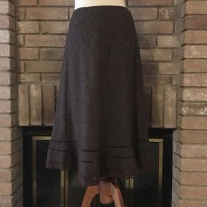 Brown Trumpet Skirt With Lace Detail